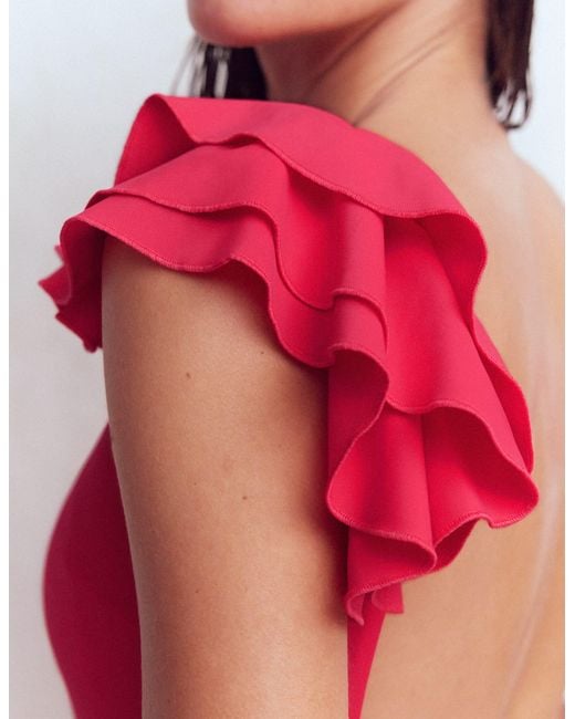 Boden Red Mega Ruffle Swimsuit