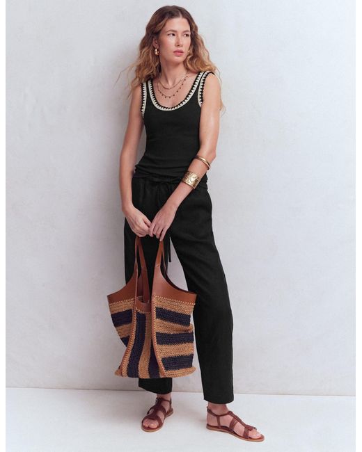 Boden Black Maddie Trim Detail Vest Top