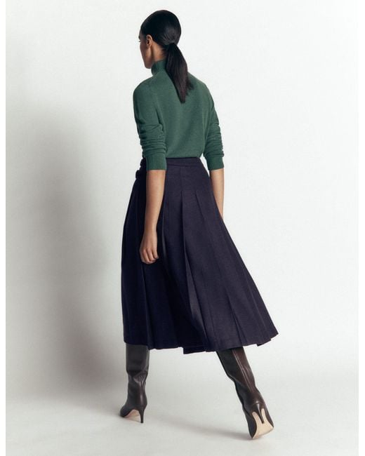 Boden Blue Pleated Midi Kilt