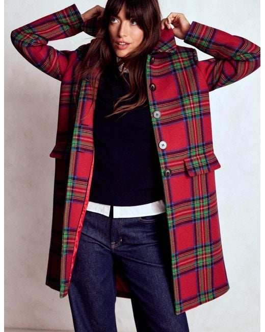 Boden Green Edinburgh Swing Coat- And Check