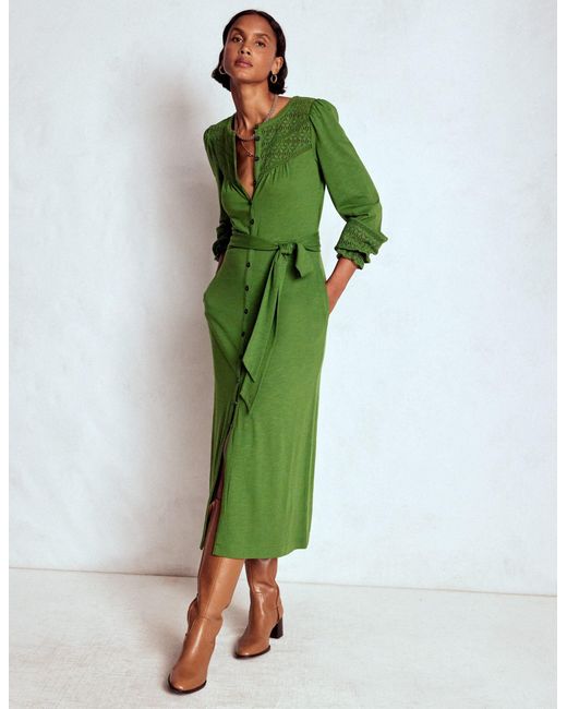 Boden Green Pippa Broderie Jersey Dress