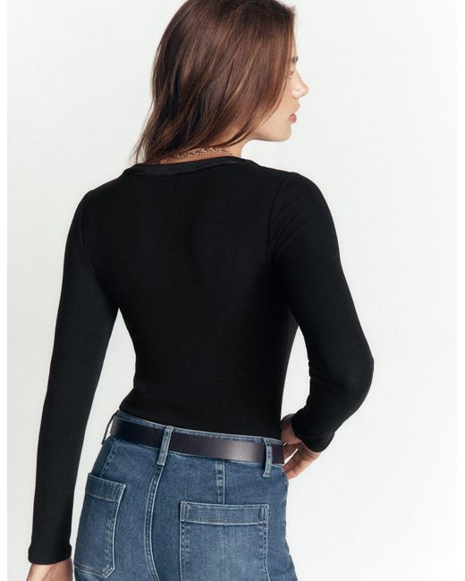 Boden Blue Velvet Trimmed V-Neck Top