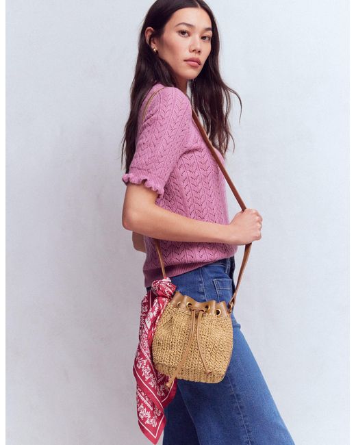 Boden Brown Mini Straw Bucket
