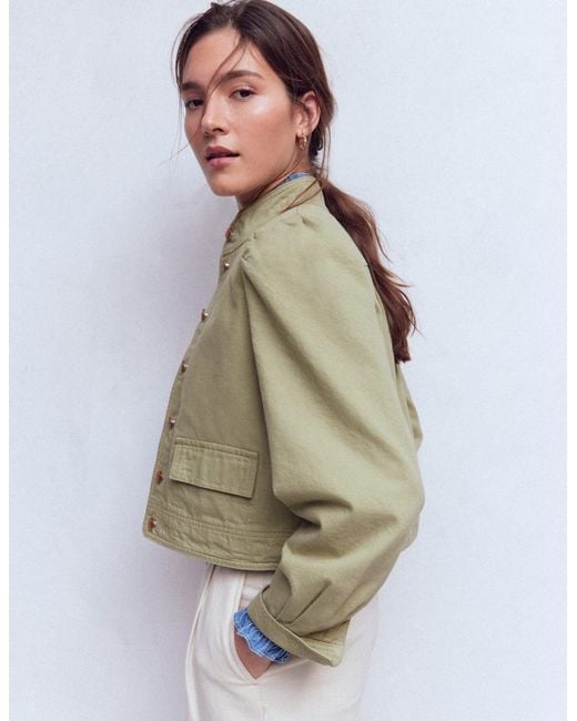 Boden Gray Topstitch Denim Jacket