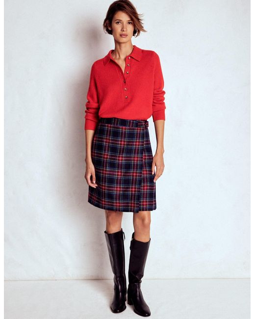 Boden Multicolor Helen Wool Kilt Skirt- And Check