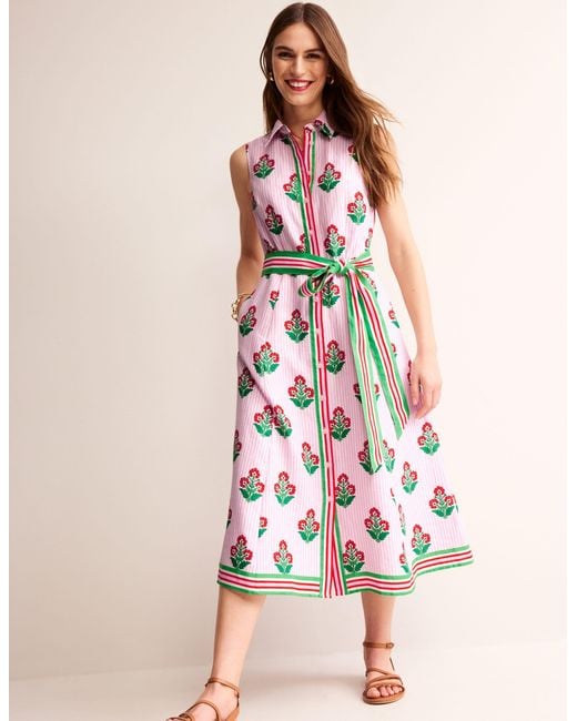knee length dresses for ladies Kate Midi Shirt Dress-Red, Polka Wave