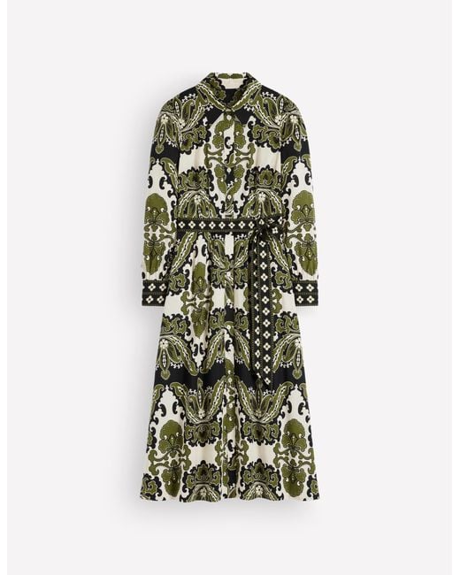 Boden Green Maeve Cotton Midi Shirt Dress