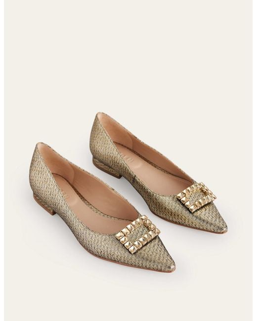 Boden Natural Jewelled-Buckle Flats