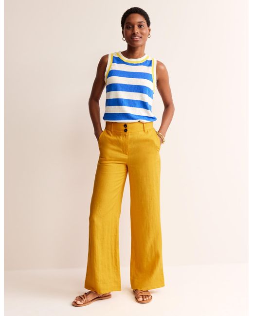 Boden Yellow Westbourne Linen Pants
