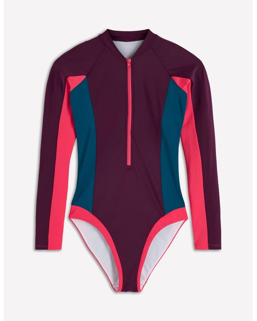 Boden Purple Rash Guard Swimsuit