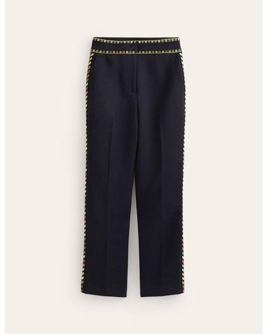 Boden Blue Embroidered Icon Pants