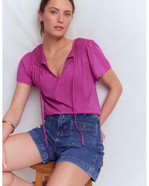 Boden Purple Edi Trim Detail T-Shirt