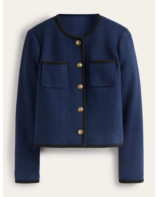 Boden Blue Trimmed Textured Jacket