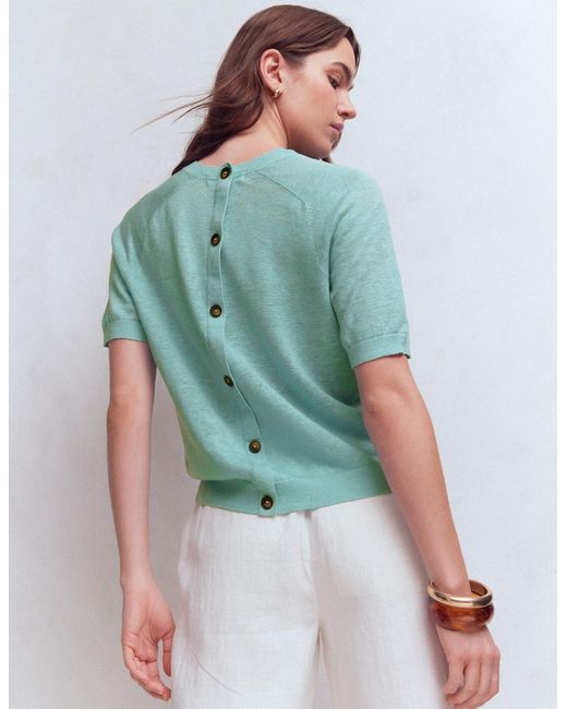 Boden Green Agnes Linen Button T-Shirt