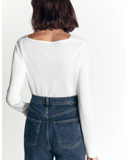 Boden Blue Square Neck Long Sleeve