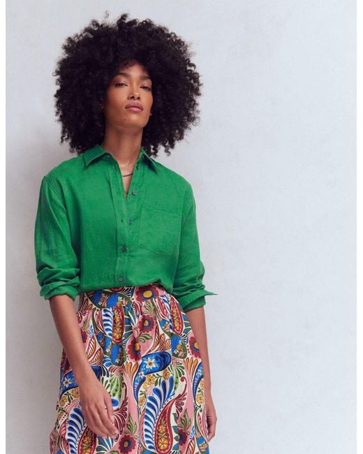 Boden Green Sadie Relaxed Linen Shirt