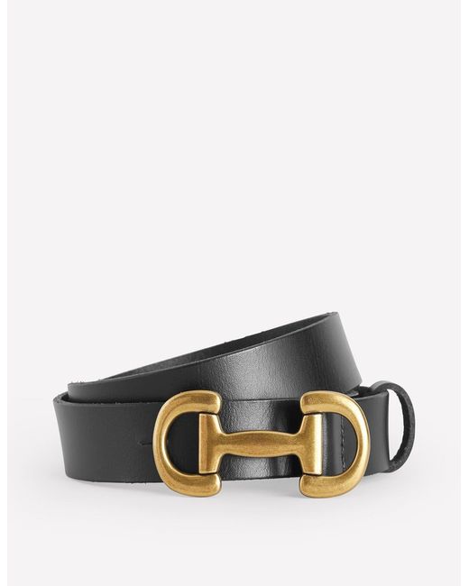 Boden Black Iris Snaffle-Trim Leather Belt