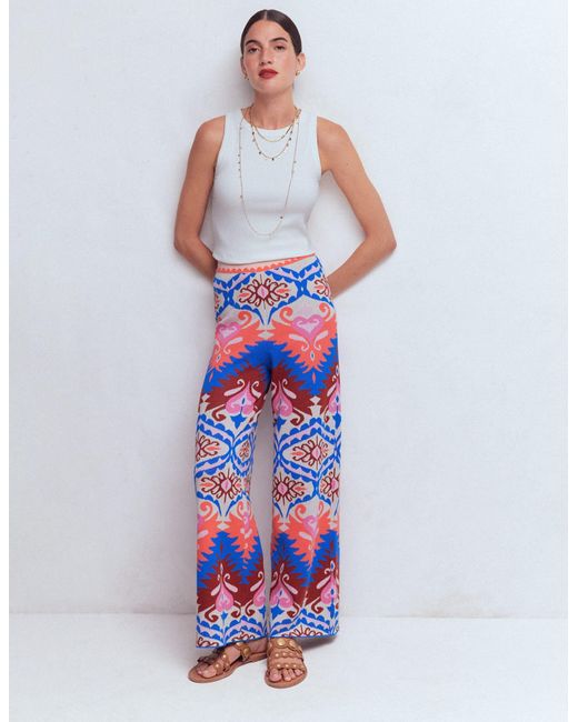Boden White Jacquard Knitted Trousers
