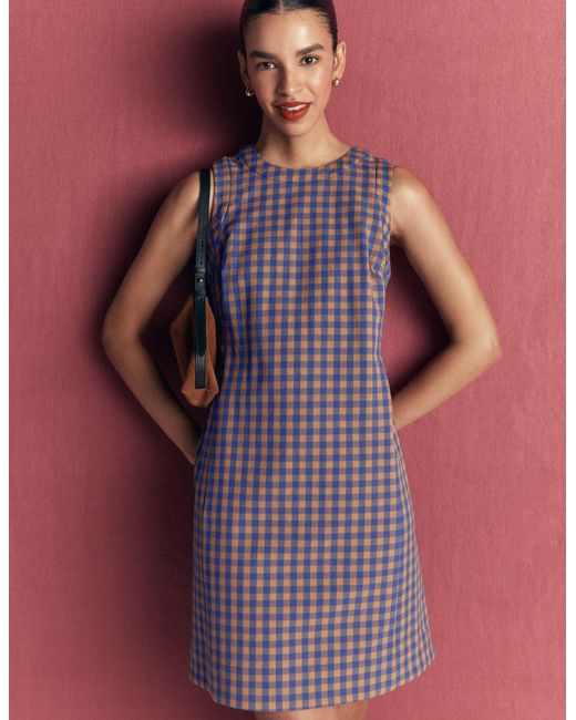 Boden Purple Lou Check Shift Dress