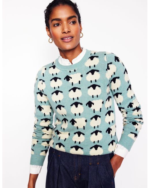 Boden Blue Heather Jacquard Jumper