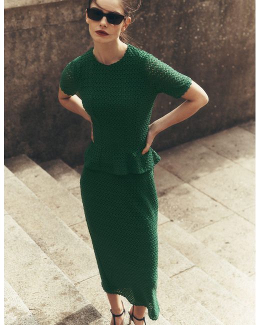 Boden Green Lace Peplum Top