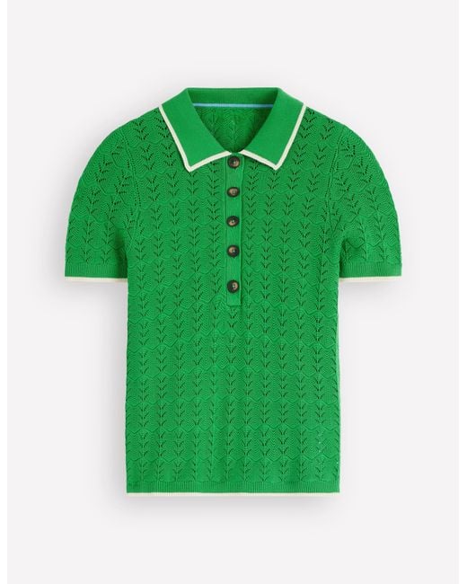 Boden Green Pointelle Henley T-Shirt