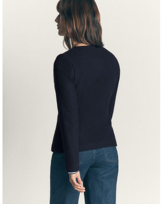 Boden Blue Collarless Tailored Blazer