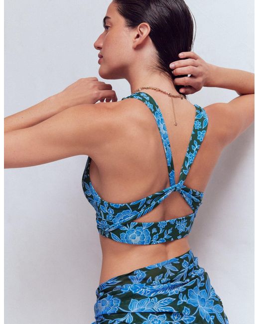 Boden Blue Mykonos Deep V Bikini Top