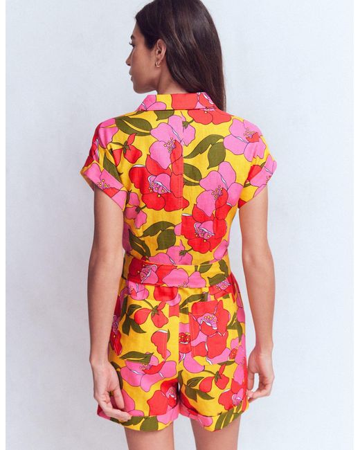 Boden Multicolor Kay Linen Playsuit