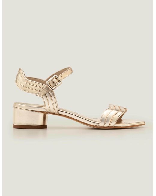 Boden Suede Kitty Heeled Sandals Gold Metallic - Lyst