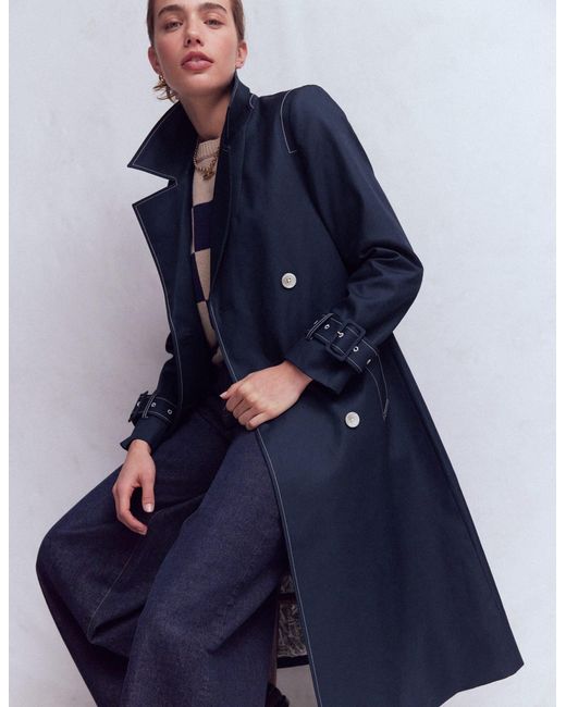 Boden Blue Double Breasted Trench