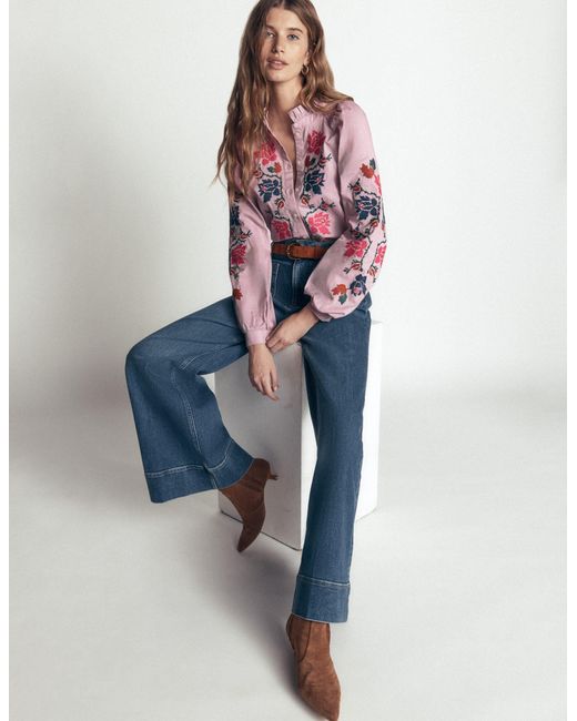 Boden Pink Erica Cotton Frill Top