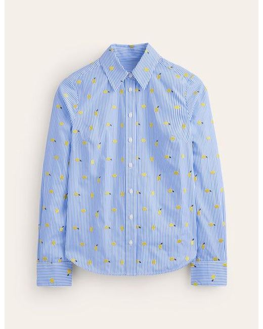Boden Blue Sienna Embroidered Shirt Passion Fruit, Lemons