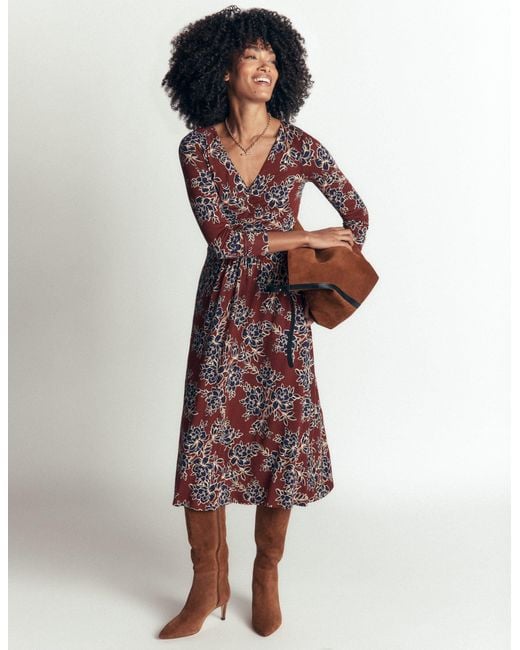 Boden Brown Jasmine Ruched Jersey Dress