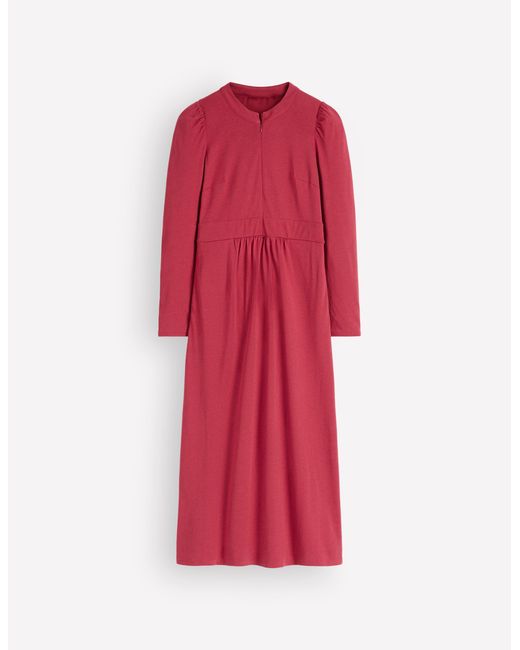 Boden Red Hope Zip Detail Jersey Dress