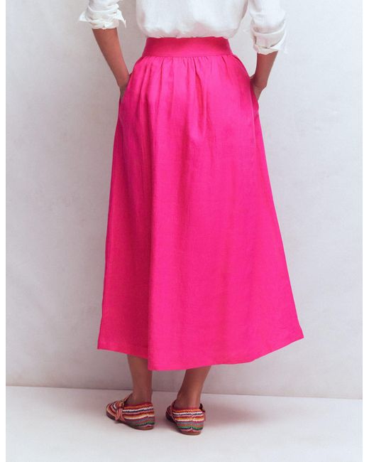 Boden Pink Emma Linen Maxi Skirt