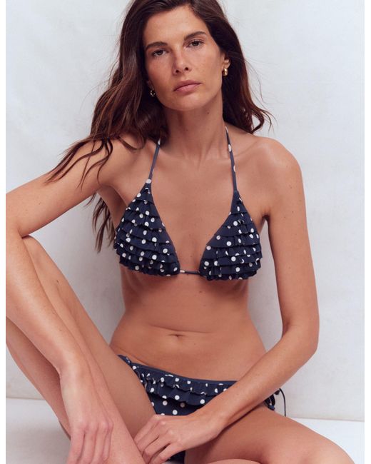 Boden Blue Ruffle Bikini Top