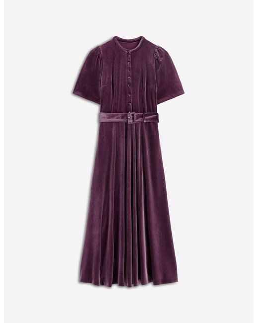Boden Purple Kate Velvet Shirt Dress