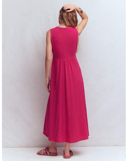 Boden Pink Notch Neck Jersey Maxi Dress