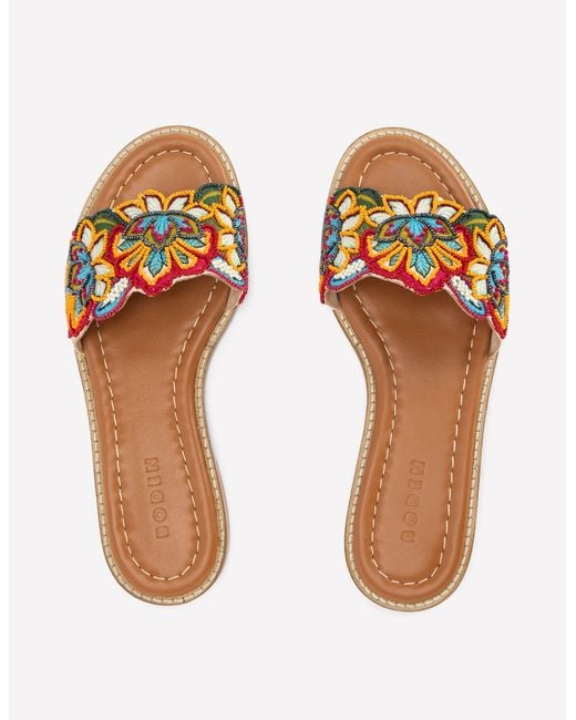 Boden Multicolor Beaded Flower Flat Sandal