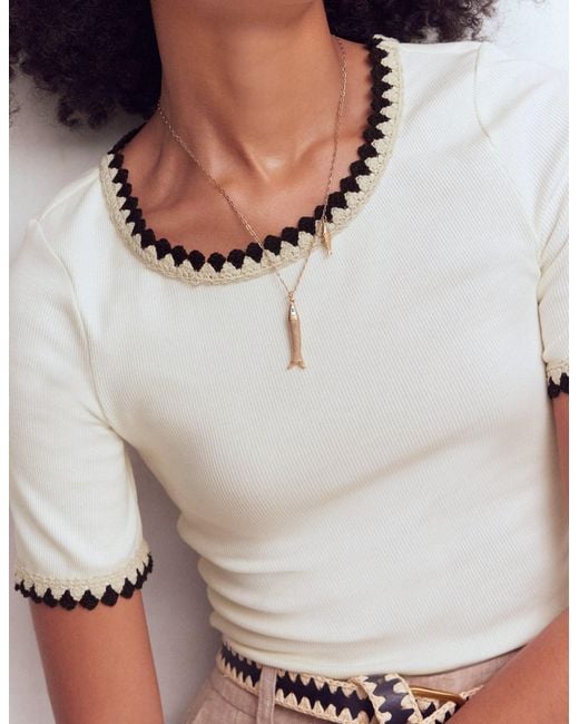 Boden White Maddie Trim Detail T-Shirt