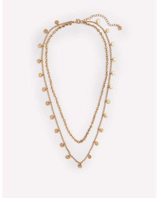 Boden White Hammered Disc Layered Necklace