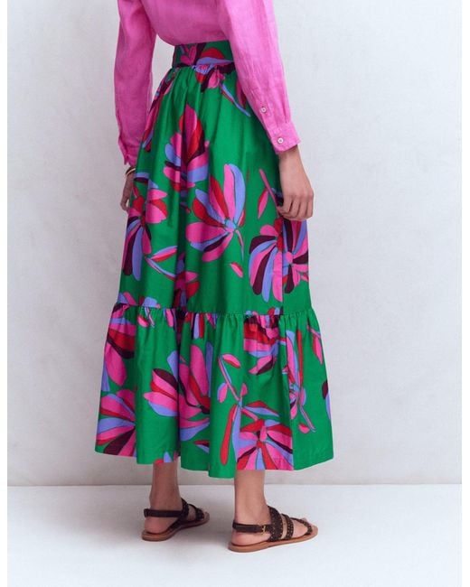 Boden Green Abigail Poplin Maxi Skirt