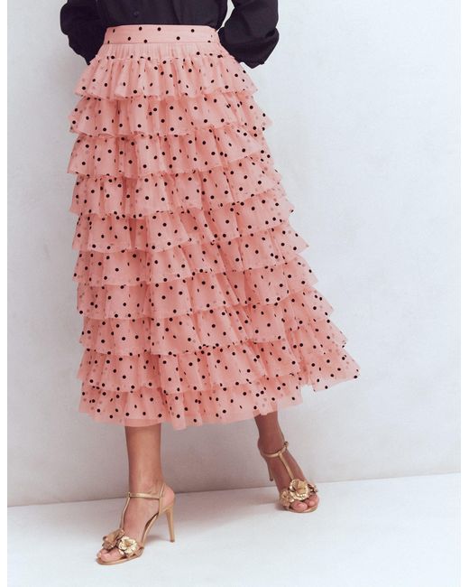 Boden Pink Tulle Tiered Skirt