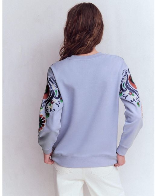 Boden Blue Emi Embroidered Sweatshirt