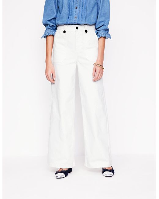 Boden Blue Mid Rise Button Detail Jeans