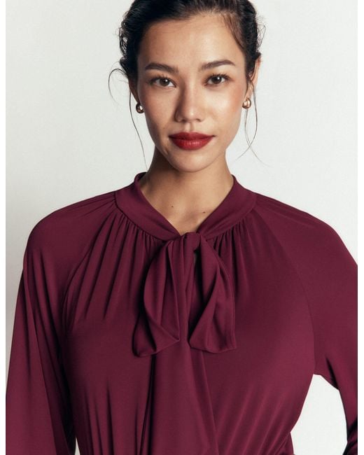 Boden Red Pussybow Jersey Maxi Dress