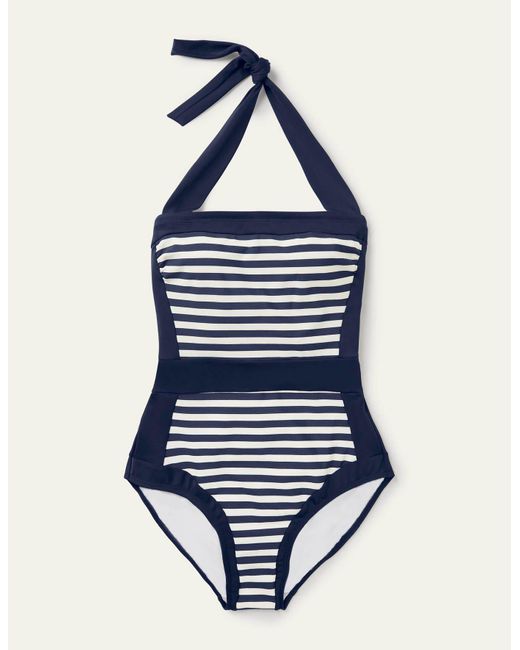 Boden Santorini Halterneck Swimsuit French Navy in French Navy, Ivory Stripe (Blue) Lyst