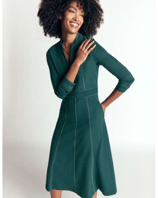 Boden Green Alex Ponte Contrast Midi Dress