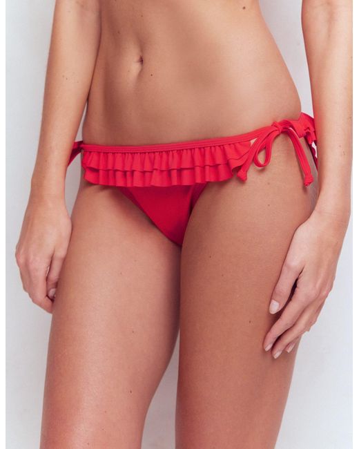 Boden Red Ruffle Bikini Bottoms
